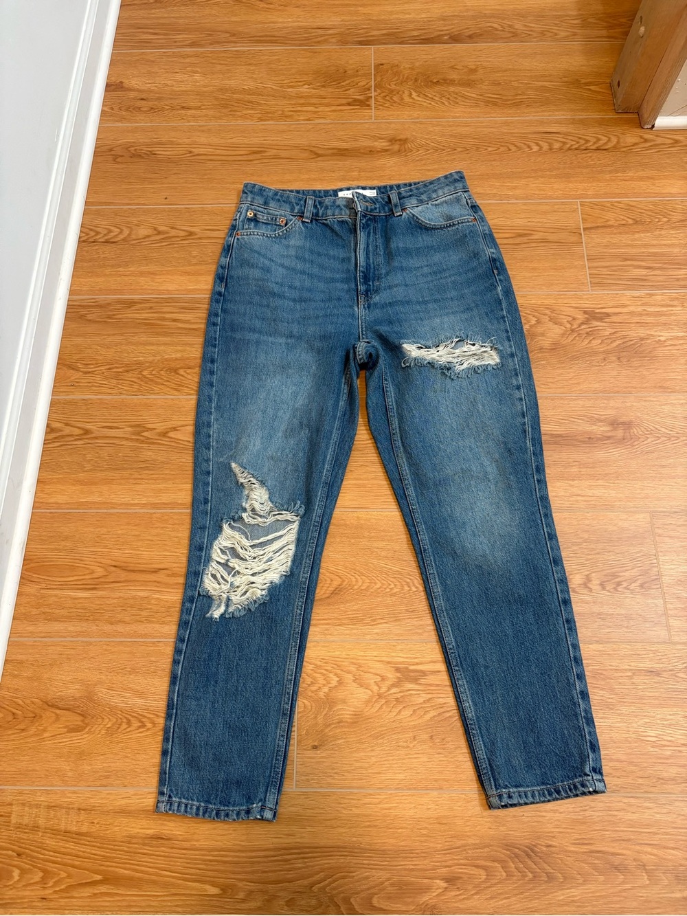 Topshop Distressed Blue Boyfriend Jeans-Never worn